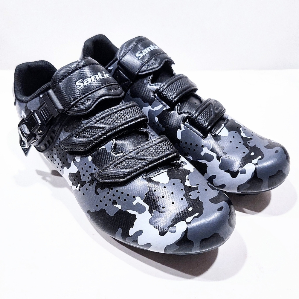 Santic Camo Cycling Shoes Gray Black Unisex EU 41 / 10.4" Indoor Road Spinning